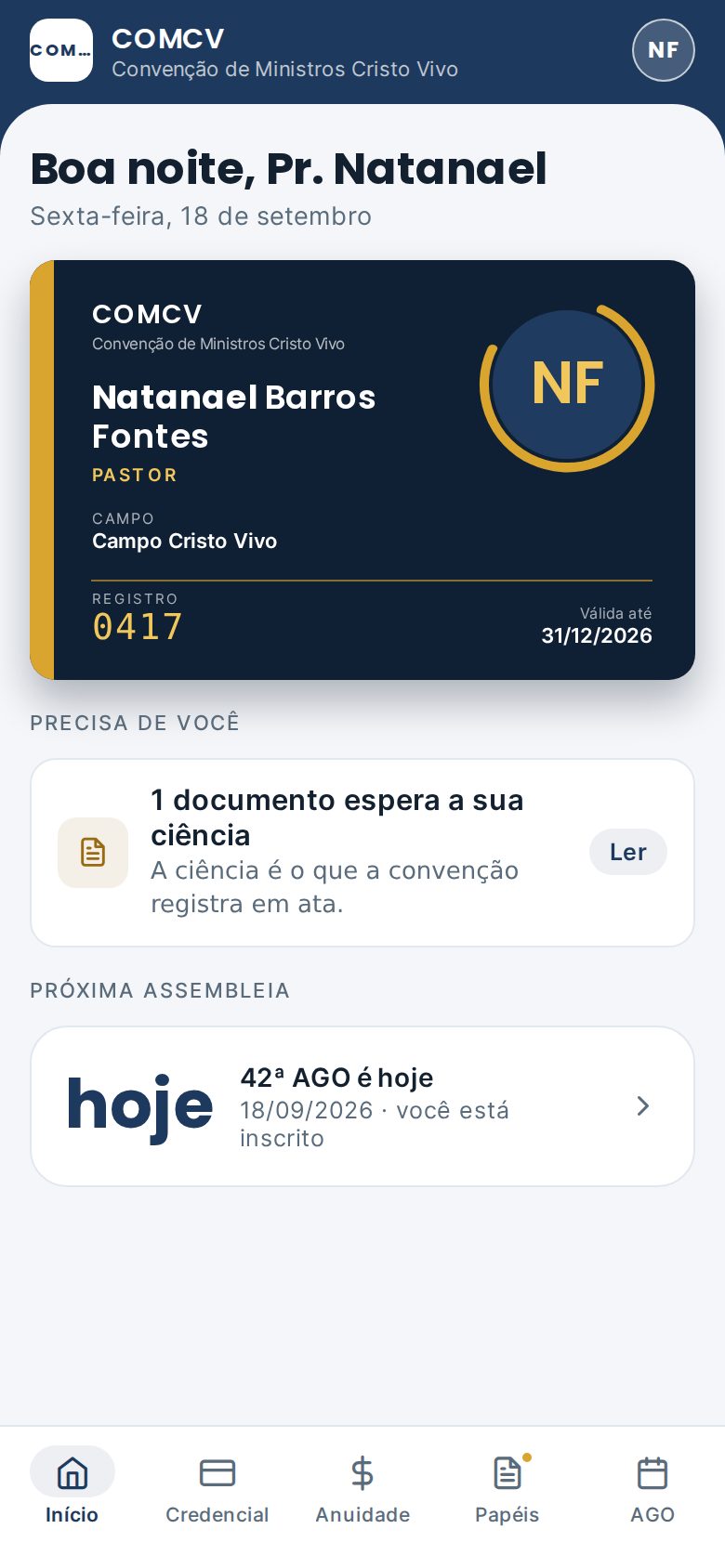 Tela do App do ministro