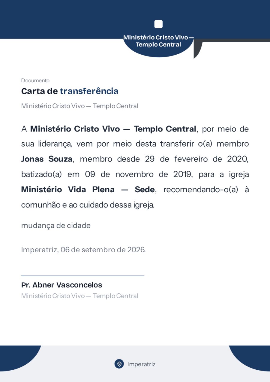 Carta · Cabeçalho, frente
